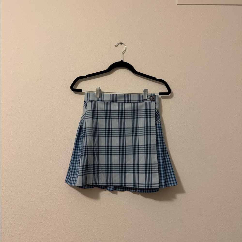 Urban Outfitters Blue Pleated Mini Skirt — plaid